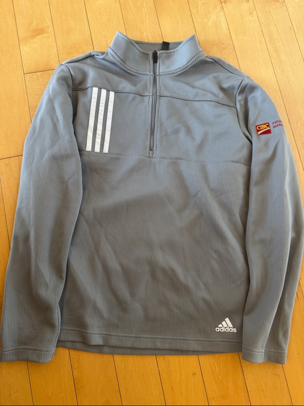 NWOT adidas Women's Quarter-Zip Crewneck Sweater in Light Taupe with Red Logo